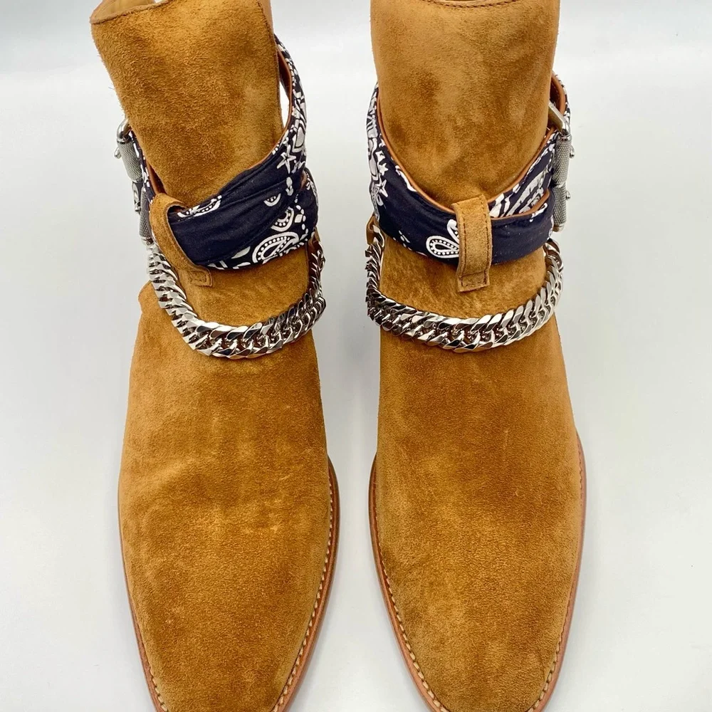 Amiri NIB suede cowboy bandana boots 43 1/2 in cognac - Picture 7 of 8